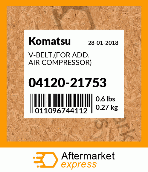 Spare part 0412021753 + V-BELT,(FOR ADD. AIR COMPRESSOR)