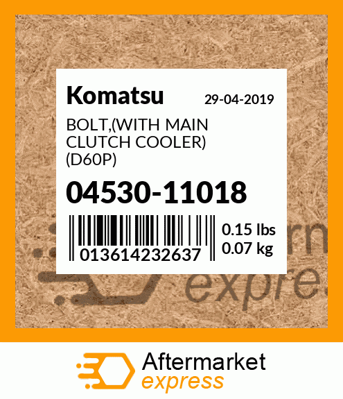 BOLT,(WITH MAIN CLUTCH COOLER) (D60P) 04530-11018