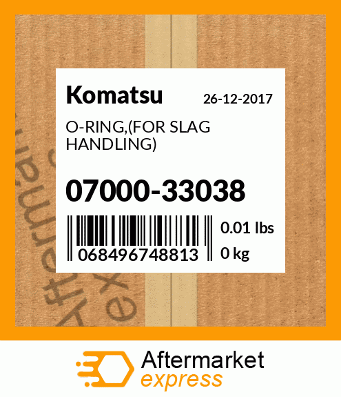 Spare part 07000-33038 + O-RING,(FOR SLAG HANDLING)