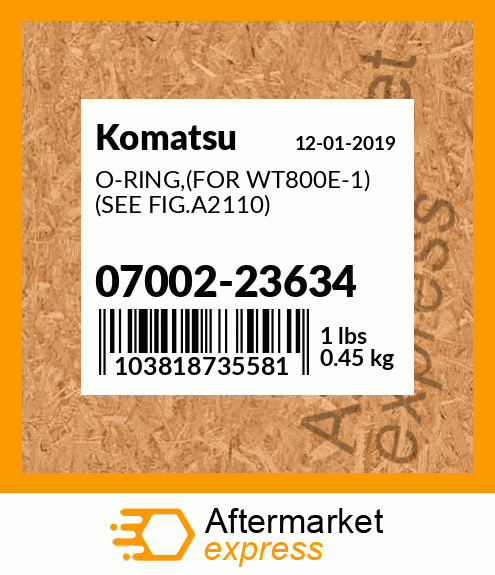 Spare part 07002-23634 + O-RING,(FOR WT800E-1) (SEE FIG.A2110)