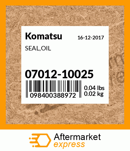 Spare part 07012-10025 + SEAL,OIL