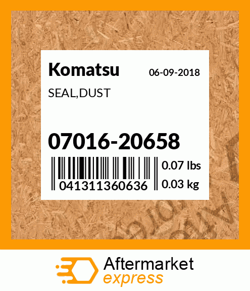 Spare part 07016-20658 + SEAL,DUST