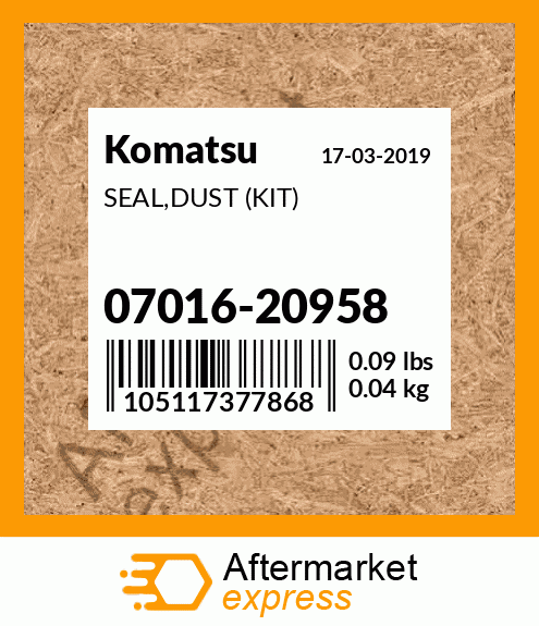 Spare part 07016-20958 + SEAL,DUST (KIT)