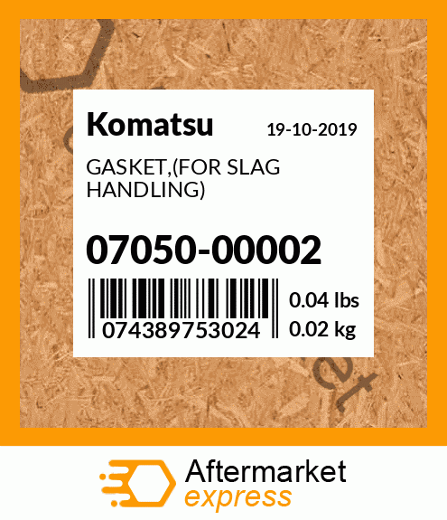 Spare part 07050-00002 + GASKET,(FOR SLAG HANDLING)