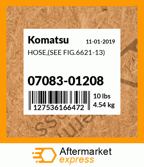 Spare part 07083-01208 + HOSE,(SEE FIG.6621-13)