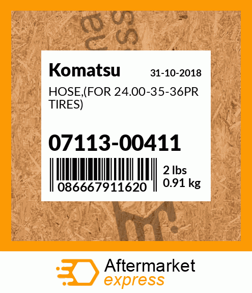 Spare part 0711300411 + HOSE,(FOR 24.00-35-36PR TIRES)