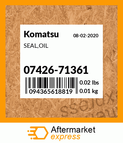 Spare part 07426-71361 + SEAL,OIL