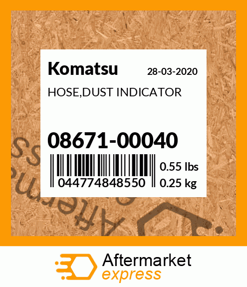 Spare part 08671-00040 + HOSE,DUST INDICATOR