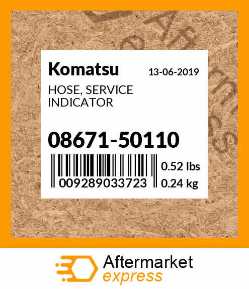 Spare part 08671-50110 + HOSE, SERVICE INDICATOR