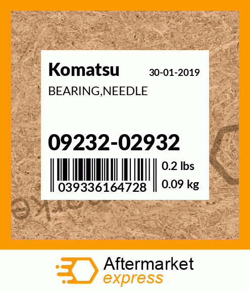 Spare part 09232-02932 + BEARING,NEEDLE