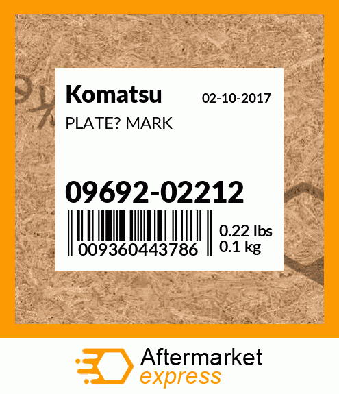 Spare part 09692-02212 + PLATE? MARK