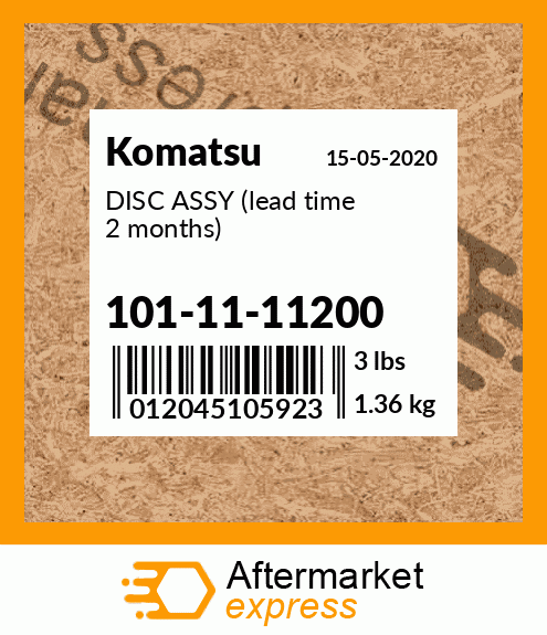 Spare part 101-11-11200 + DISC ASSY (lead time 2 months)