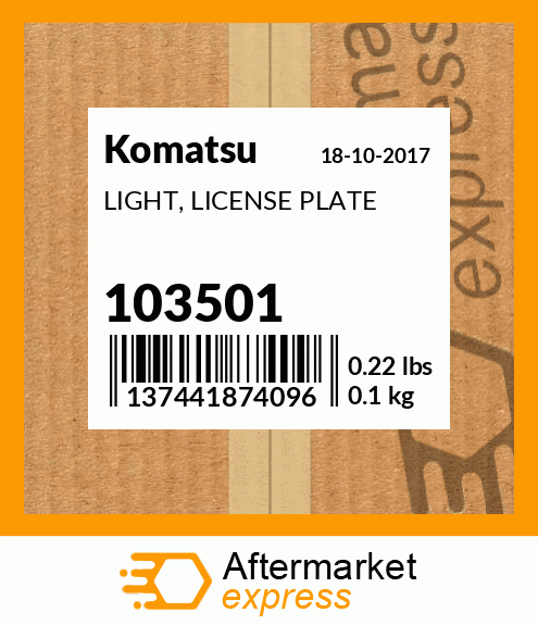 Spare part 103501 + LIGHT, LICENSE PLATE