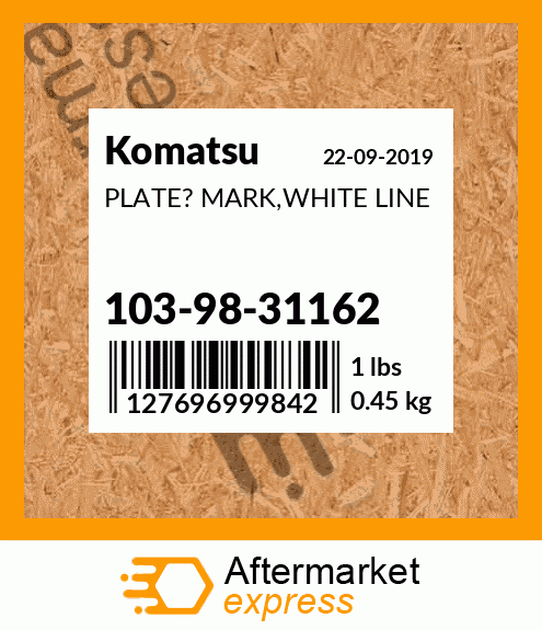 Spare part 103-98-31162 + PLATE? MARK,WHITE LINE