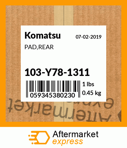 Spare part 103-Y78-1311 + PAD,REAR