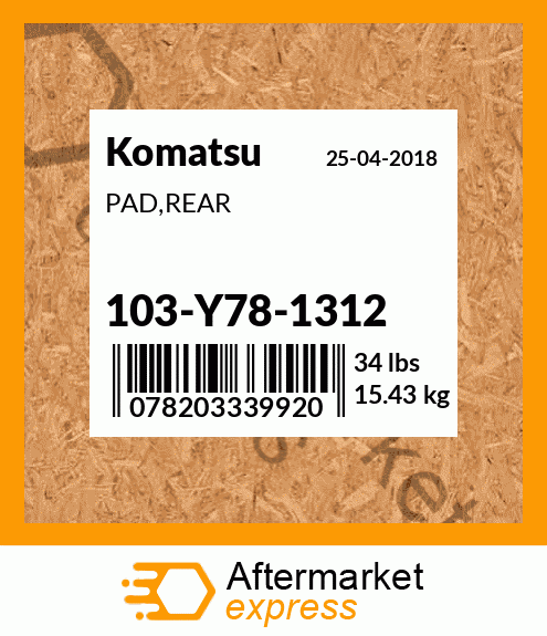 Spare part 103-Y78-1312 + PAD,REAR