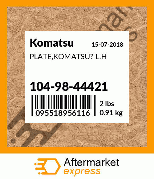 Spare part 104-98-44421 + PLATE,KOMATSU? L.H