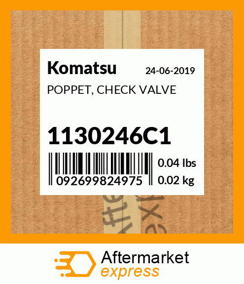 Spare part 1130246C1 + POPPET, CHECK VALVE