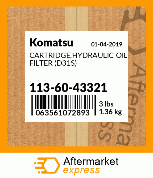 Spare part 113-60-43321 + CARTRIDGE,HYDRAULIC OIL FILTER (D31S)