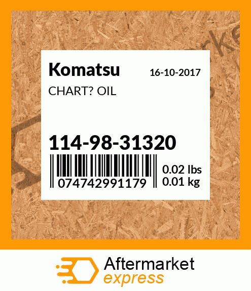 Spare part 114-98-31320 + CHART? OIL