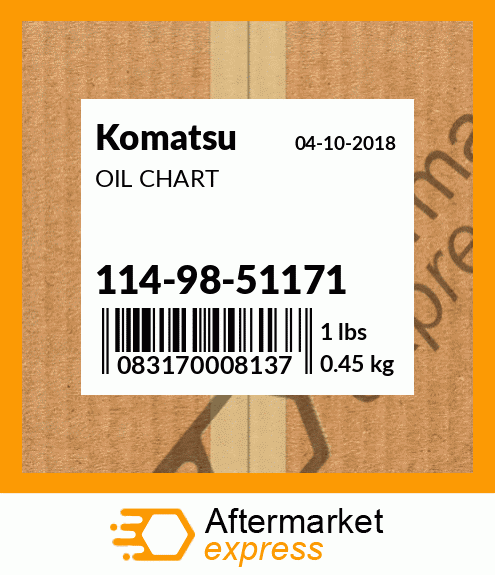 Spare part 114-98-51171 + OIL CHART