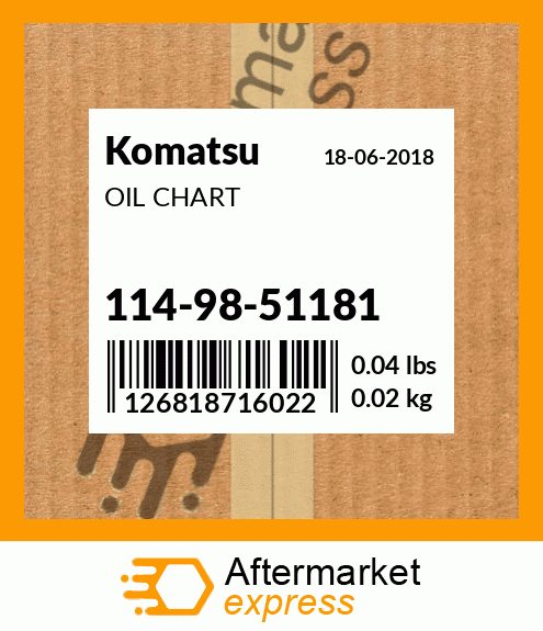 Spare part 114-98-51181 + OIL CHART