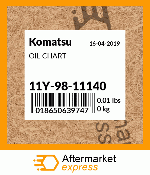 Spare part 11Y-98-11140 + OIL CHART