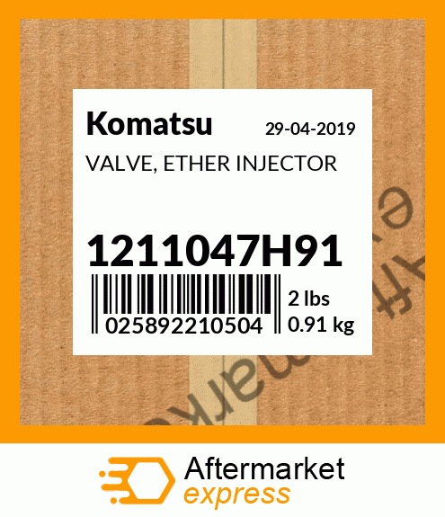 Spare part 1211047H91 + VALVE, ETHER INJECTOR