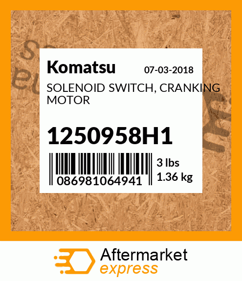 Spare part 1250958H1 + SOLENOID SWITCH, CRANKING MOTOR