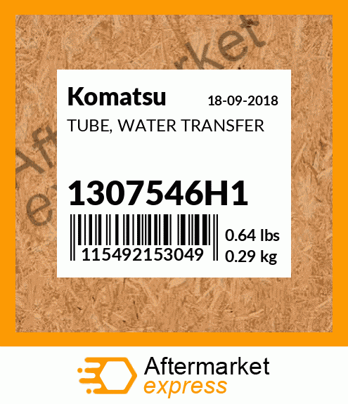 Spare part 1307546H1 + TUBE, WATER TRANSFER