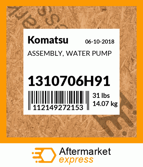 Spare part 1310706H91 + ASSEMBLY, WATER PUMP