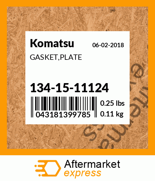 Spare part 134-15-11124 + GASKET,PLATE