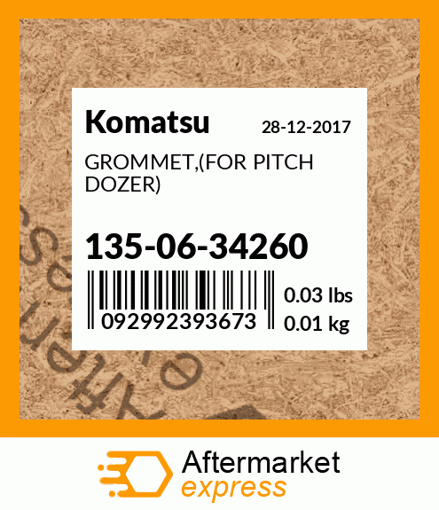 Spare part 1350634260 + GROMMET,(FOR PITCH DOZER)