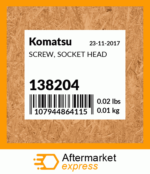 Spare part 138204 + SCREW, SOCKET HEAD