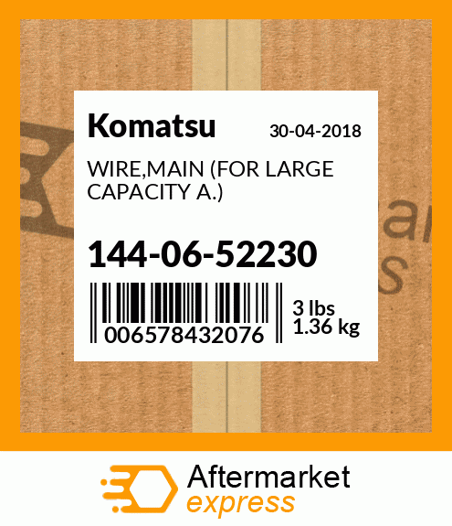 Spare part 144-06-52230 + WIRE,MAIN (FOR LARGE CAPACITY A.)