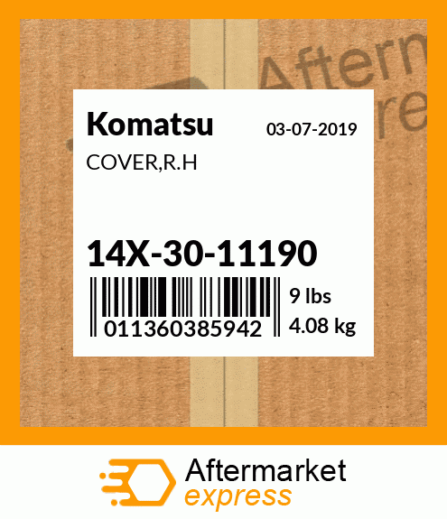 Spare part 14X-30-11190 + COVER,R.H