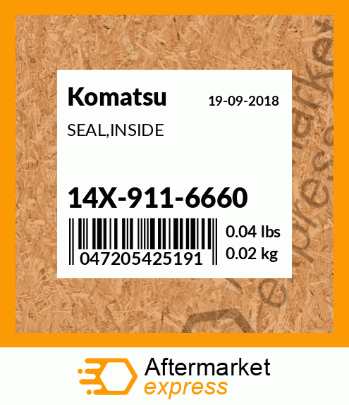 Spare part 14X-911-6660 + SEAL,INSIDE