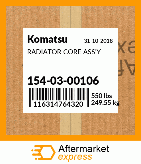 Spare part 154-03-00106 + RADIATOR CORE ASS'Y