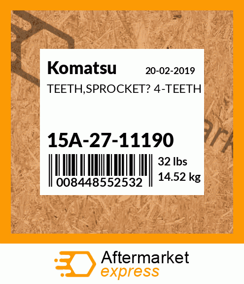 Spare part 15A2711190 + TEETH,SPROCKET? 4-TEETH