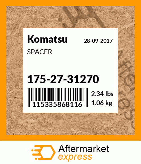 Spare part 175-27-31270 + SPACER