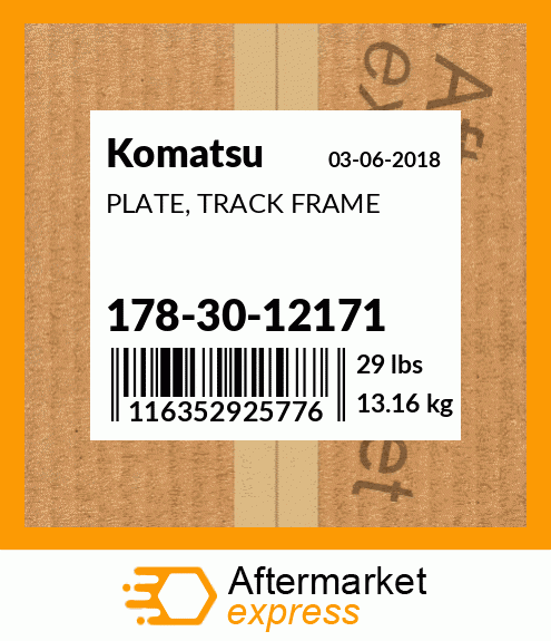 Spare part 178-30-12171 + PLATE, TRACK FRAME