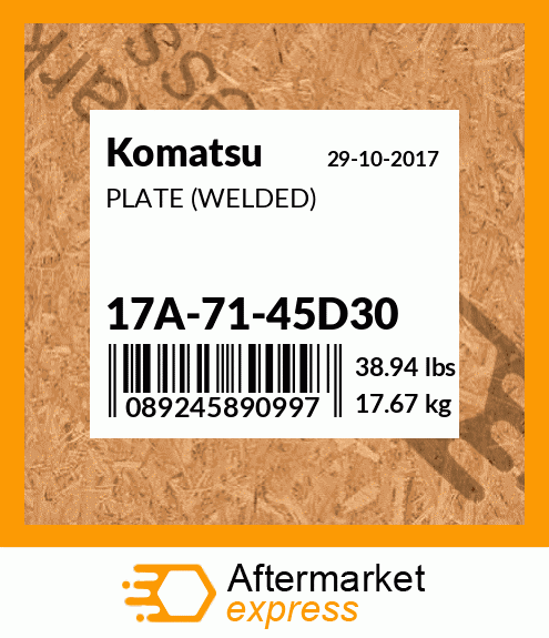 Spare part 17A-71-45D30 + PLATE (WELDED)