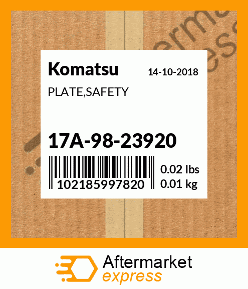 Spare part 17A-98-23920 + PLATE,SAFETY