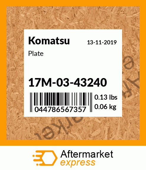 Spare part 17M-03-43240 + Plate