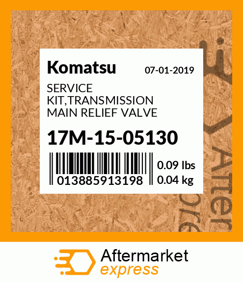 Spare part 17M-15-05130 + SERVICE KIT,TRANSMISSION MAIN RELIEF VALVE