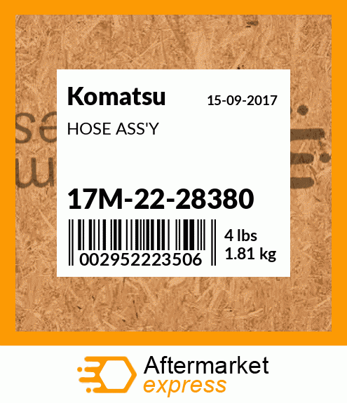 Spare part 17M-22-28380 + HOSE ASS'Y