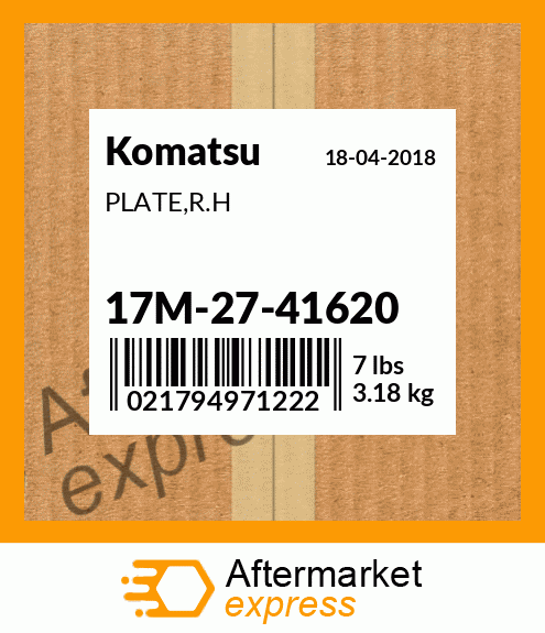 Spare part 17M-27-41620 + PLATE,R.H