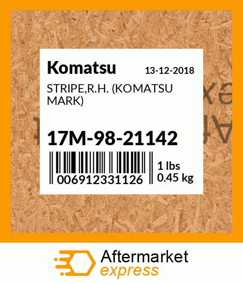 Spare part 17M-98-21142 + STRIPE,R.H. (KOMATSU MARK)