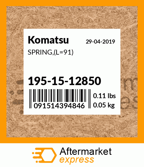 Spare part 195-15-12850 + SPRING,(L=91)