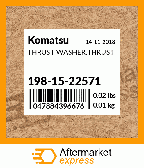 Spare part 198-15-22571 + THRUST WASHER,THRUST